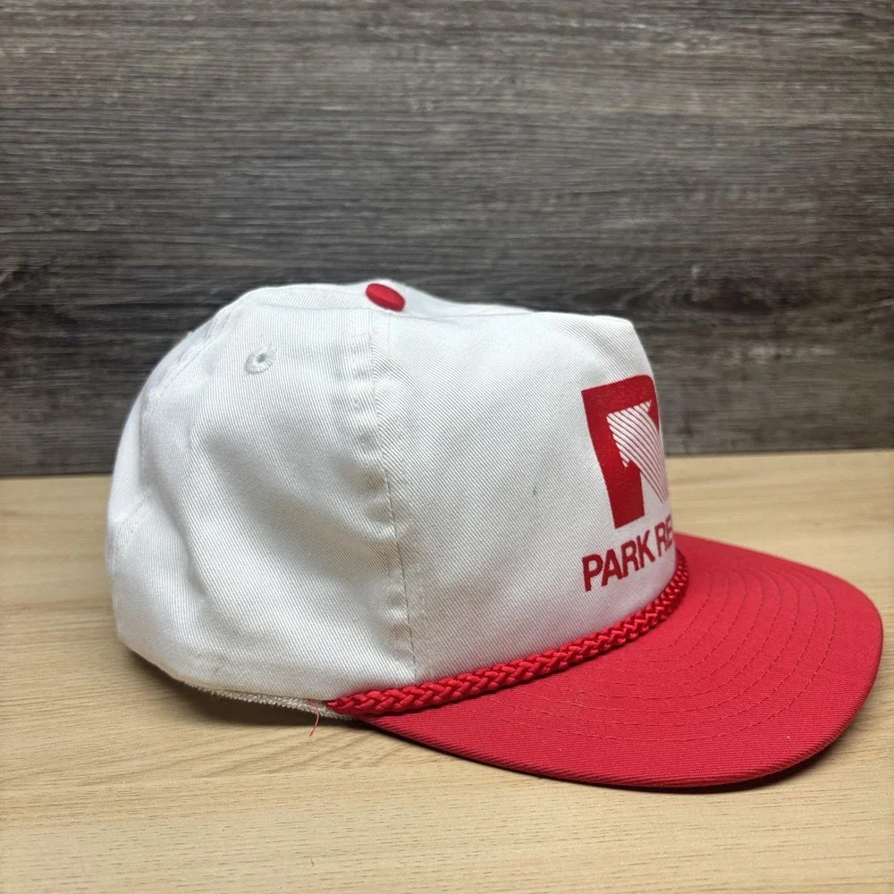 Park Region Hat Cap Snap Back Red White Rope Cord Advertising Mens Otto‎ Cap